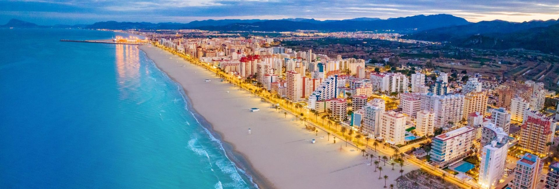Gandía port Grao beach aerial skyline at sunset in Mediterranean Valencia visitar-grao-de-gandia.jpg